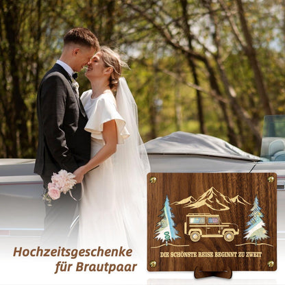 Geldgeschenk Hochzeit Holz Baum mit Hochzeitskarte