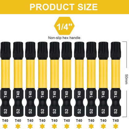 Bitsatz T40 Torx lang 50mm S2 Stahl 10 Stück