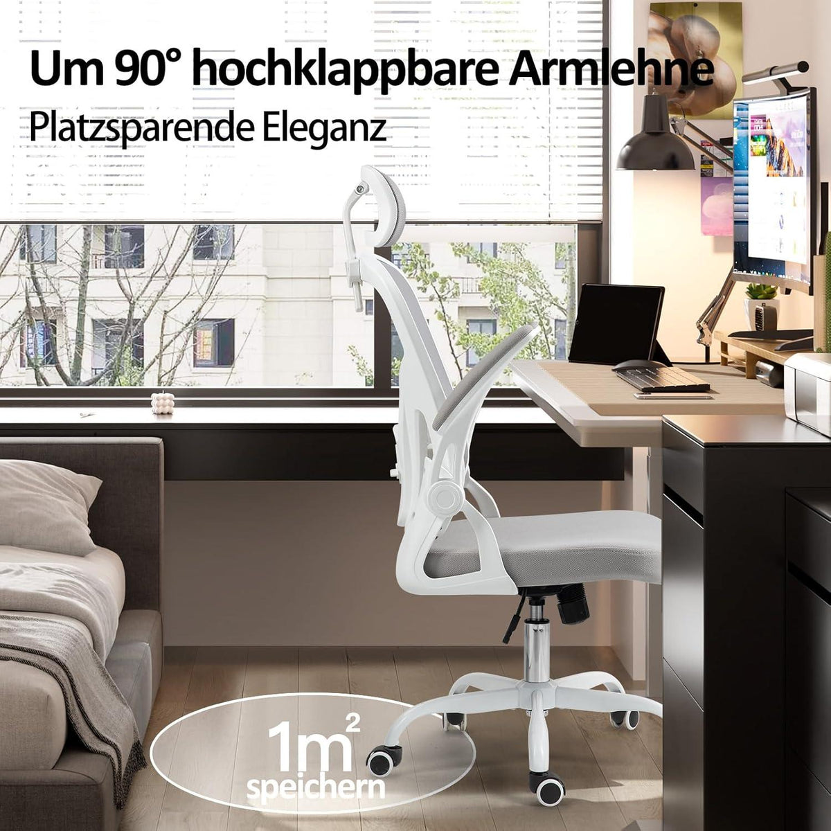 Ahua Ergonomischer Bürostuhl mit Kopfstütze Lendenstütze Armlehne