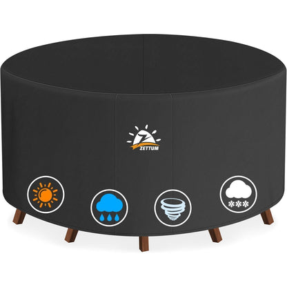 Gartenmöbel Abdeckung Ø185 x 73 cm – Wasserdicht & UV-Beständig
