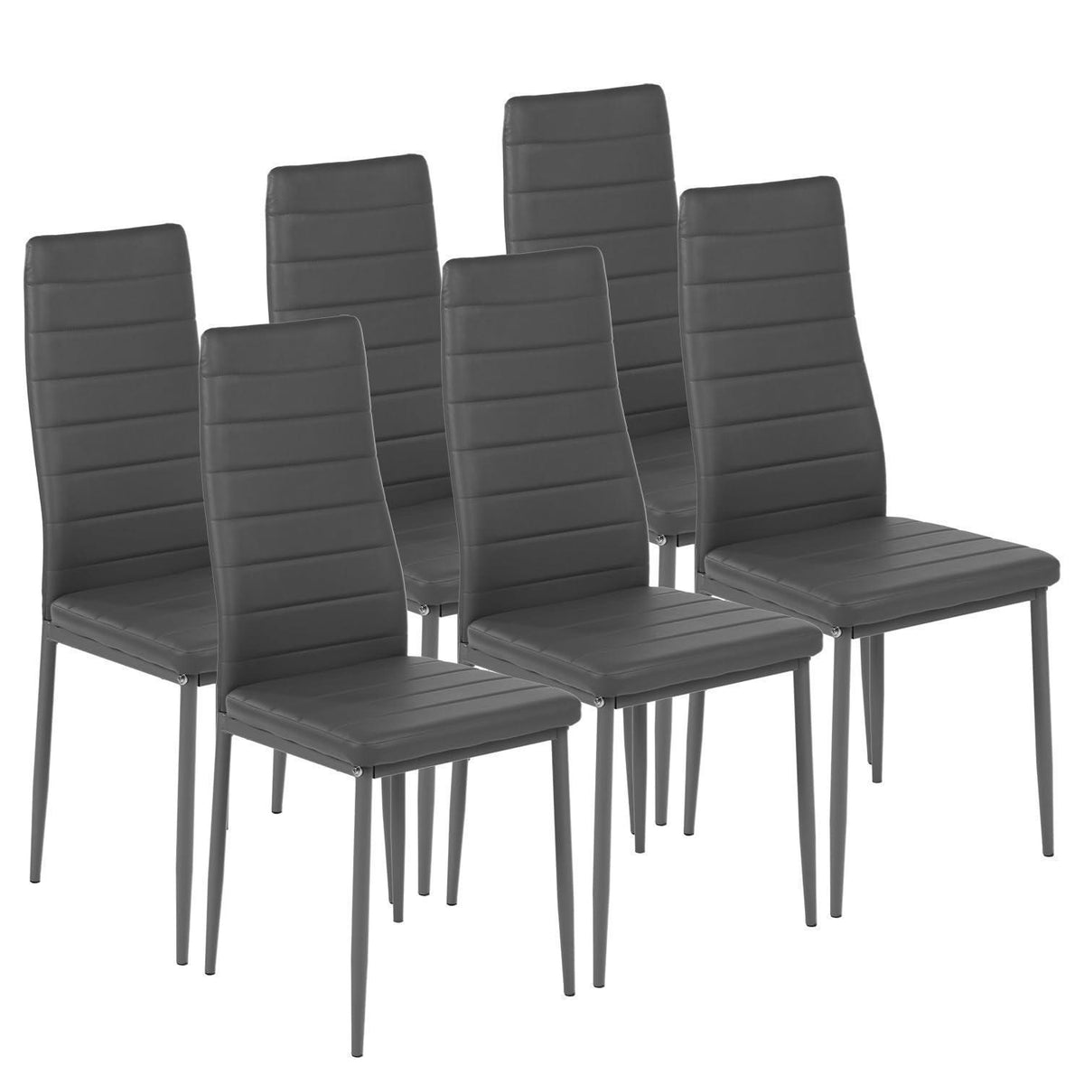 6x Esszimmerstühle Grau – Gepolsterte Sitzfläche & Metallbeine