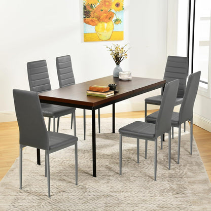 6x Esszimmerstühle Grau – Gepolsterte Sitzfläche & Metallbeine