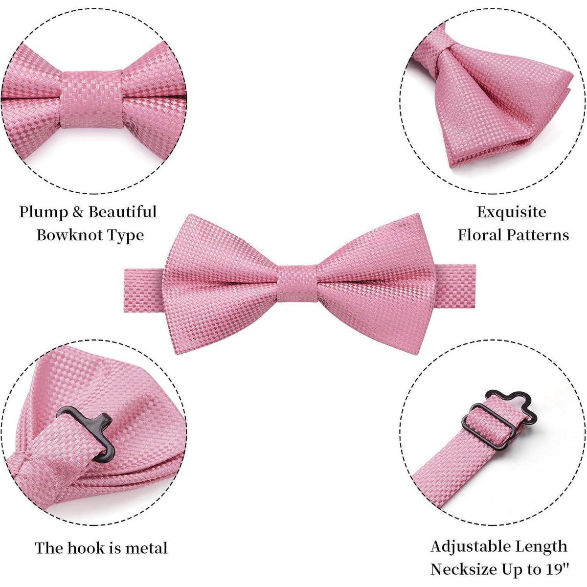Fliege mit Einstecktuch Set, vorgebunden, Rosa