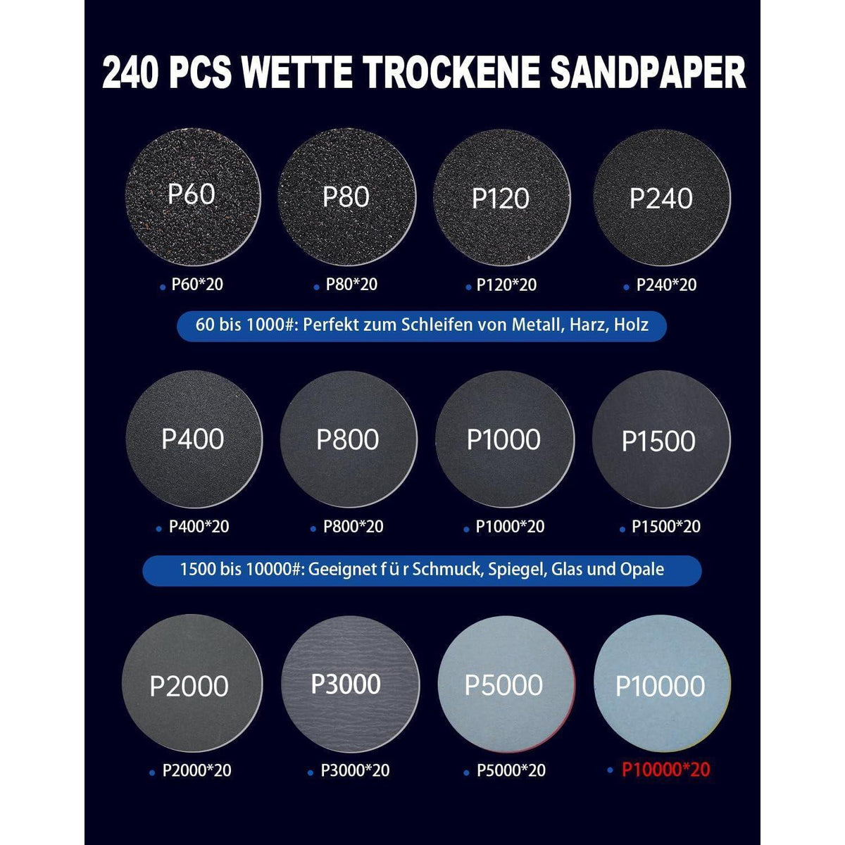 268tlg. Schleifscheiben Set 25mm Klett Nass Trocken für Dremel Zubehör