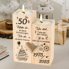 Deko Kerzenständer Holz Personalisiert für 50. Geburtstag