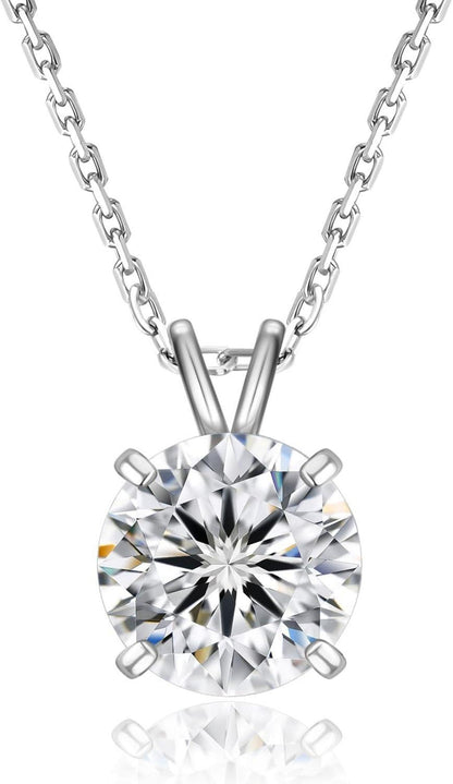 Moissanite Anhänger Kette 925 Silber Solitär Halo Diamant Damen VVS1