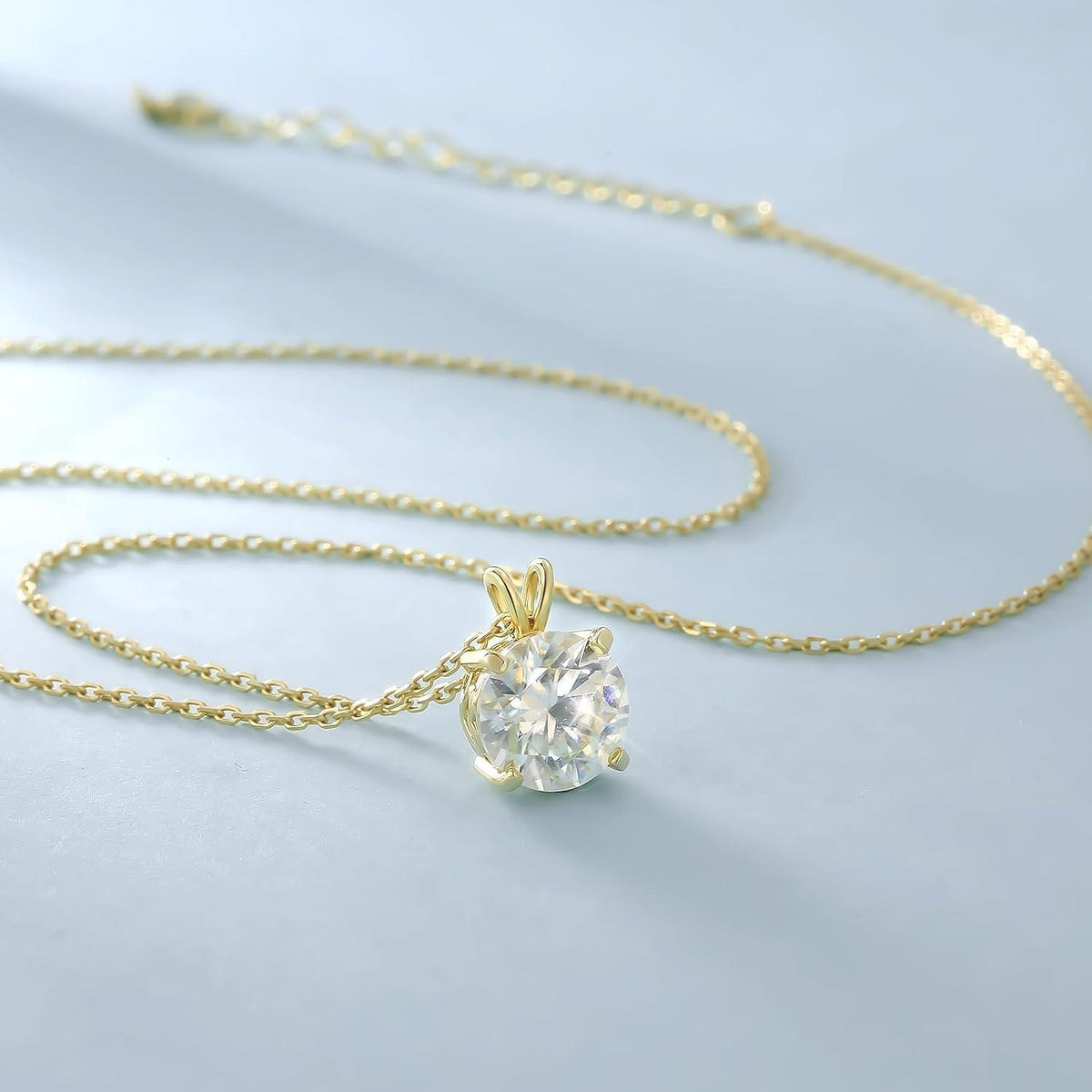 Moissanite Anhänger Kette Silber 925 rund Solitär Diamant 3 Karat Gold