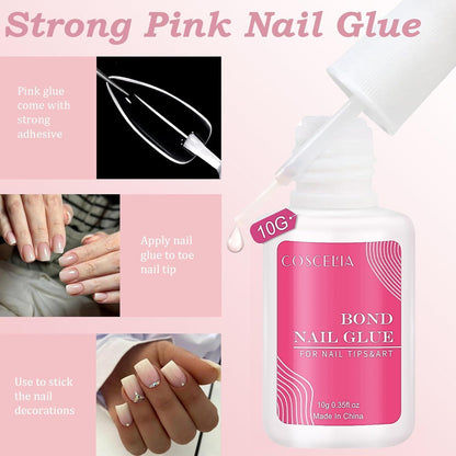 240 Falsche Nägel Rosa Ballerina Design - Französisch Nail Tips Set