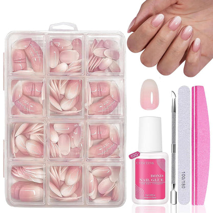240 Französische Falsche Nägel Rosa-Gradient Mandel Design