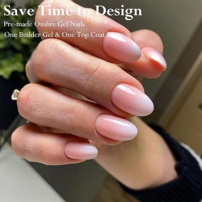 240 Französische Falsche Nägel Rosa-Gradient Mandel Design