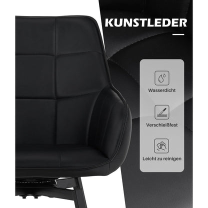 Drehbare Esszimmerstühle 2er Set Schwarz – & Komfort in Lederoptik