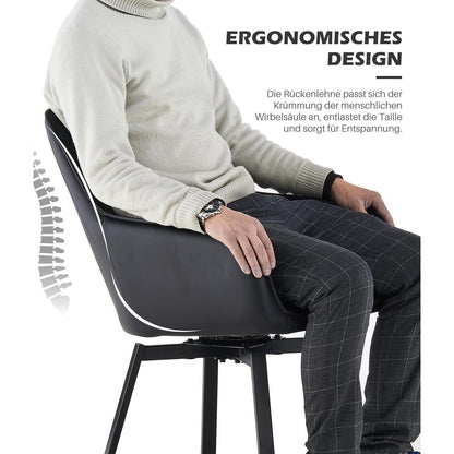 Drehbare Esszimmerstühle Set 4x Kunstleder mit Armlehnen Schwarz
