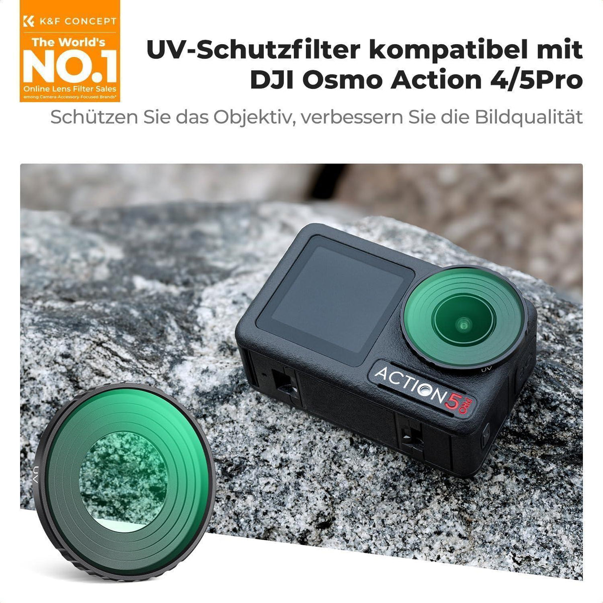 UV-Filter für DJI Osmo Action 5 Pro/4, HD Glas, Objektivschutz