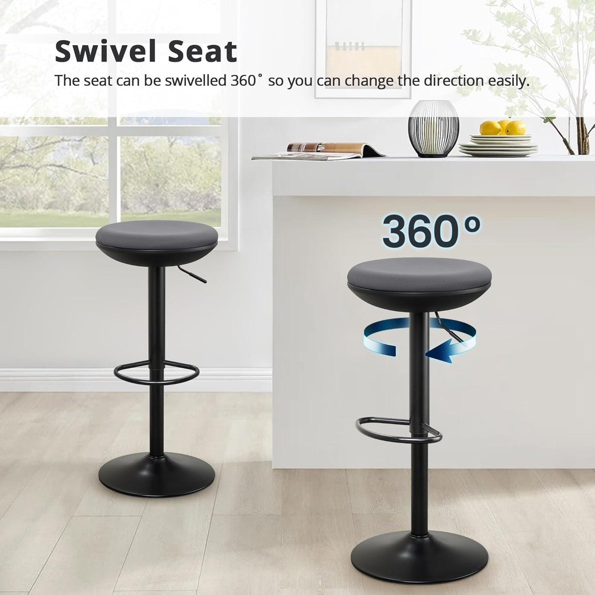 Ergonomischer Stehhocker höhenverstellbar 360° drehbar ohne Rückenlehne Grau
