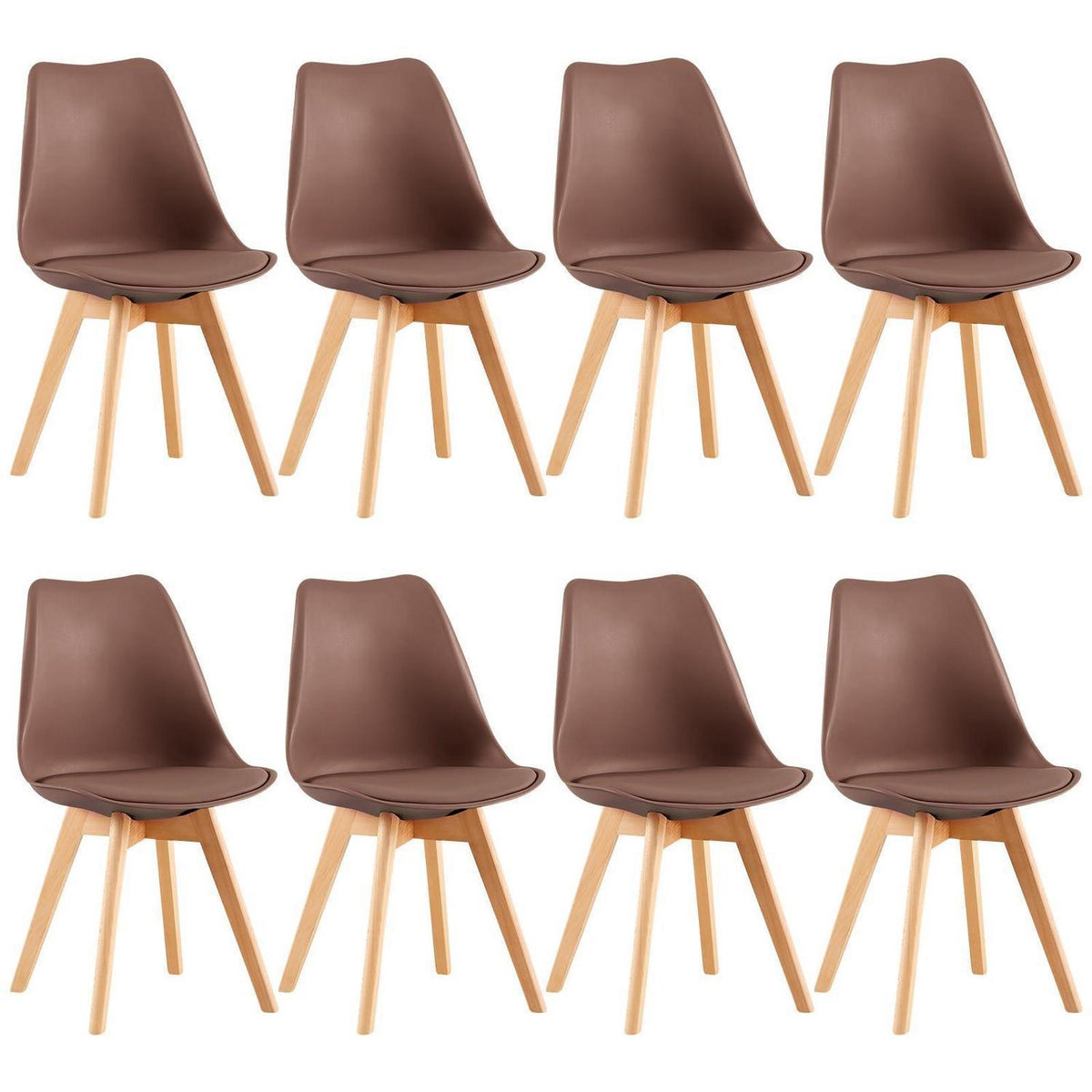 8 Esszimmerstühle skandinavisches Design, Buche in Lederoptik