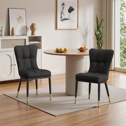 Esszimmerstühle Set 2x Kunstleder, Bequem & Modern Schwarz