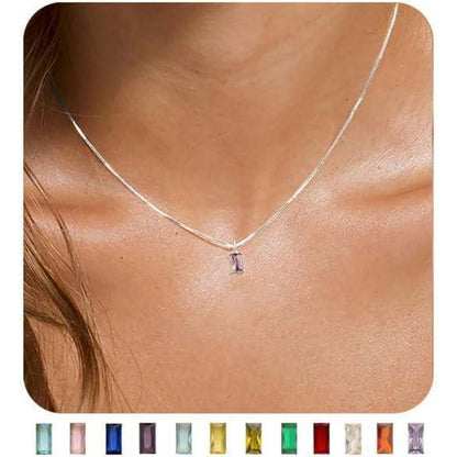 Geburtsstein Kette Damen 925 Sterling Silber vergoldet mit Anhänger