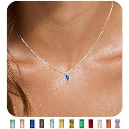 Geburtsstein Kette Damen 925 Sterling Silber vergoldet mit Anhänger, Verstellbar