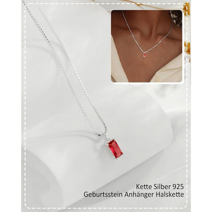 Geburtsstein Kette 925 Sterling Silber vergoldet Damen Juli Smaragd