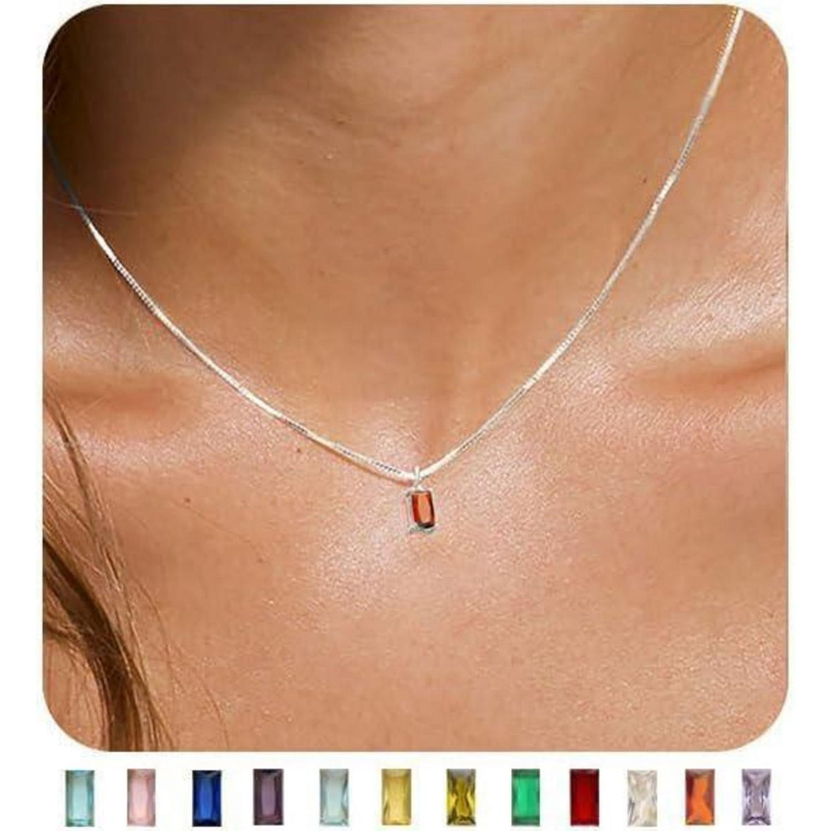 Geburtsstein Kette 925 Sterling Silber vergoldet Damen mit Anhänger Januar