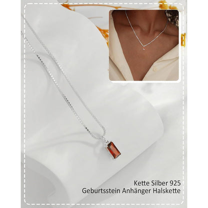 Geburtsstein Kette 925 Sterling Silber vergoldet Damen mit Anhänger Januar