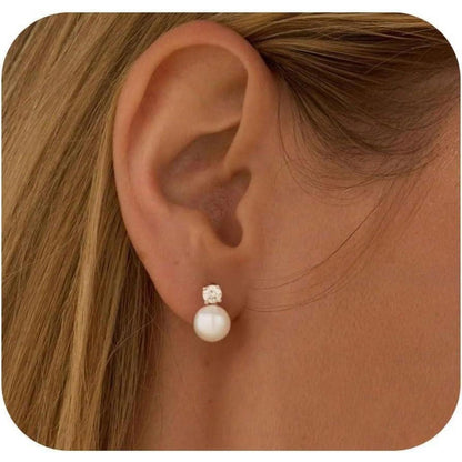 Perlen Ohrstecker 925 Silber Süßwasserperle Weiß Damen Gold/Silber