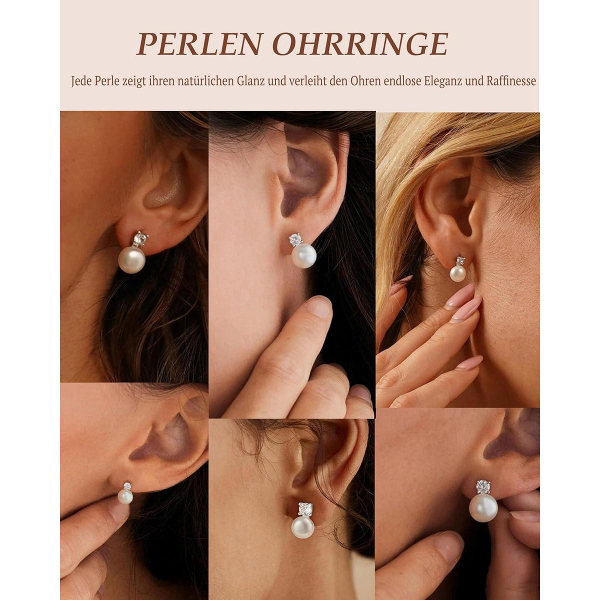 Perlen Ohrstecker 925 Silber Süßwasserperle Weiß Damen Gold/Silber