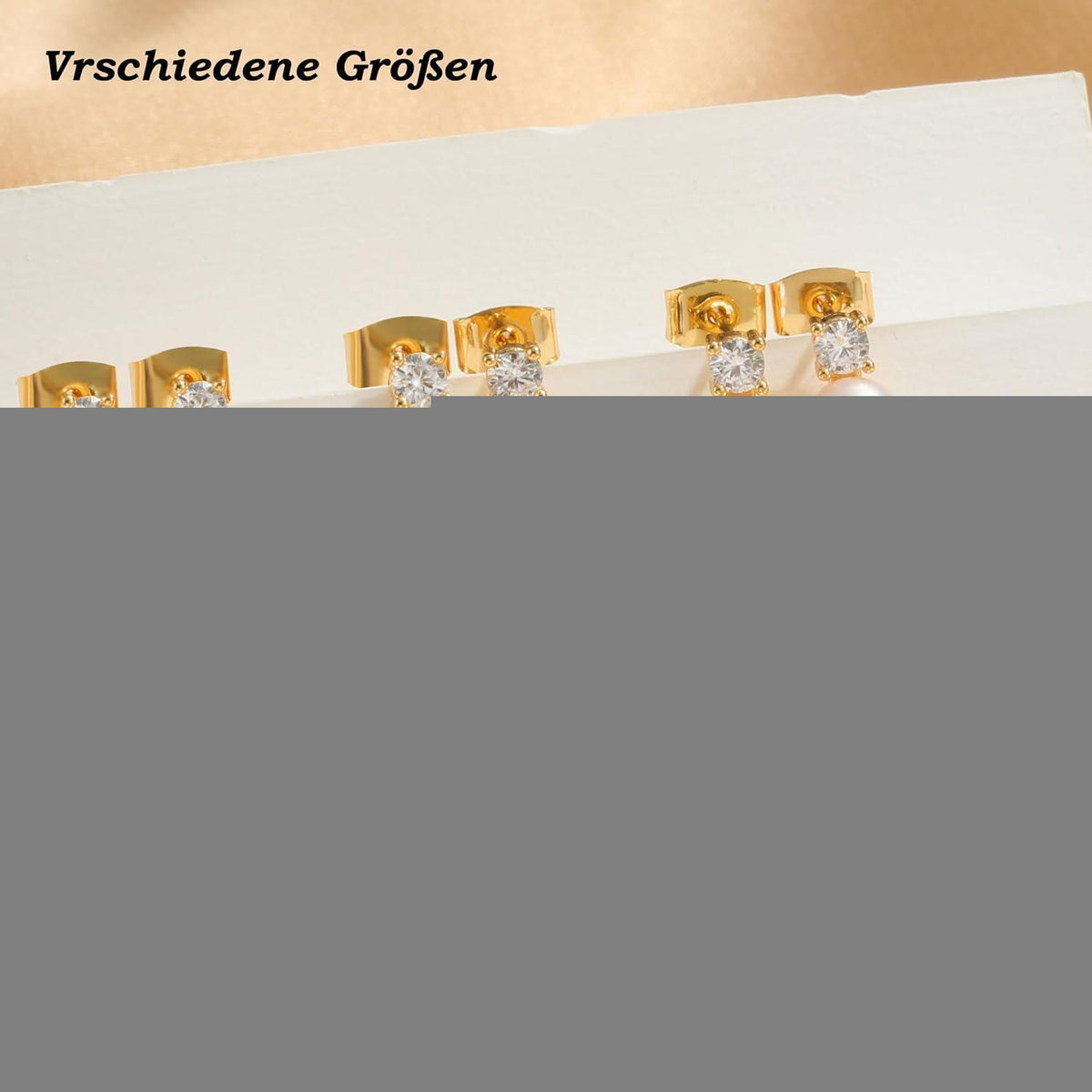 Perlen Ohrstecker 925 Silber Süßwasserperle Weiß B-Gold 8mm