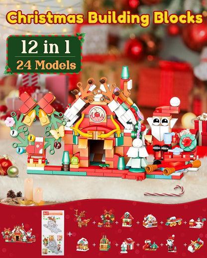 Adventskalender 2024 Bausteine-Weihnachten Mini Blocks 12 in