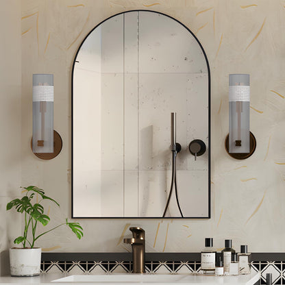 Gewölbter Wandspiegel Schwarz 60x90cm – Modern & Elegant