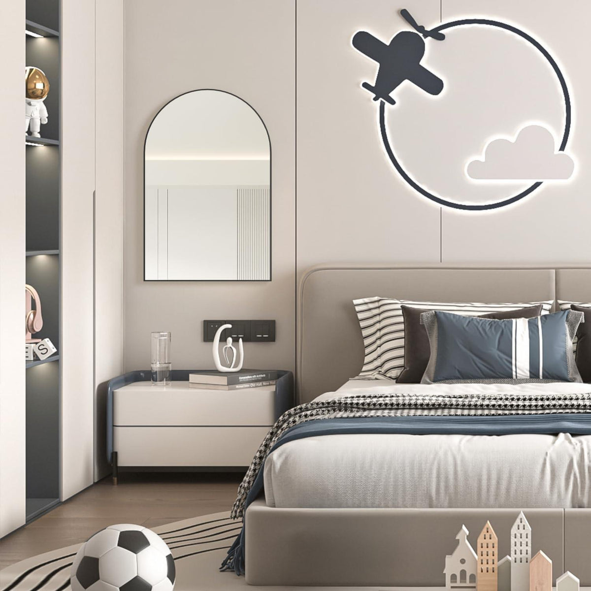 Gewölbter Wandspiegel Schwarz 60x90cm – Modern & Elegant