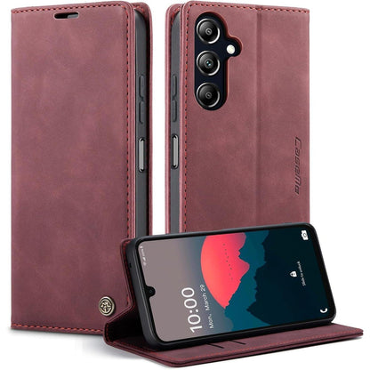 Samsung Galaxy A16 Klapphülle Weinrot mit Kartenfach in Lederoptik