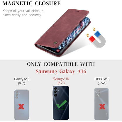 Samsung Galaxy A16 Klapphülle Weinrot mit Kartenfach in Lederoptik