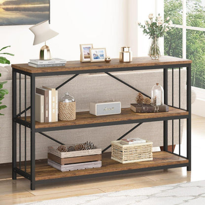 Holz Bücherregal Flurtisch 3 Ebenen Konsolentisch 140x34x74 cm Schwarz