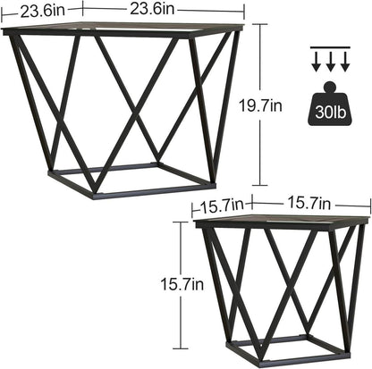 Quadratisches Couchtisch Set aus Glas - Modernes Wohnzimmer