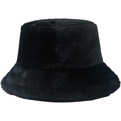 Flauschige Winter Fischerhut Damen Schwarz