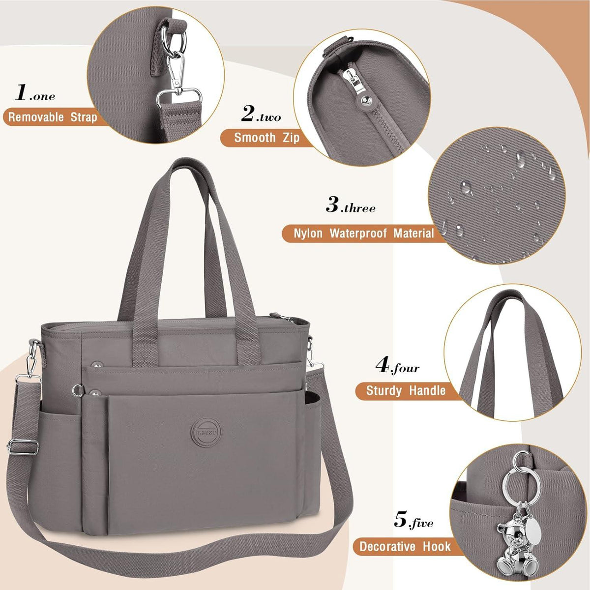 TEUEN Damen Handtasche Nylon Tote Bag Crossbody Schultertaschen 23L