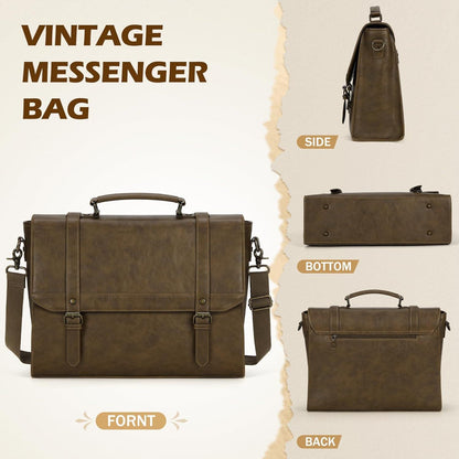 Herren Aktentasche Messenger Bag 15,6 Zoll Wasserdicht Vintage Khaki