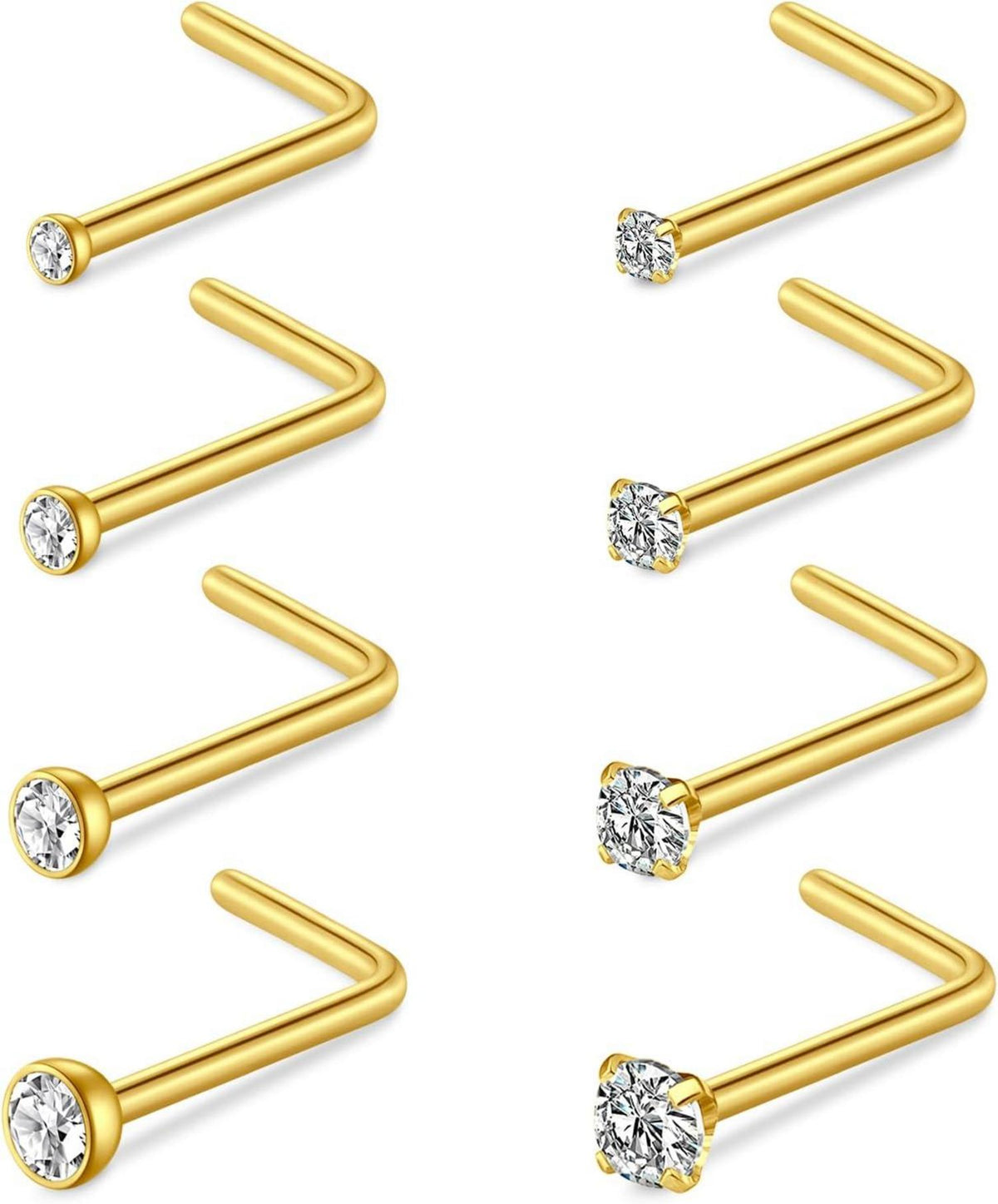 Nasenpiercing Set Chirurgenstahl Kristall Gold Silber