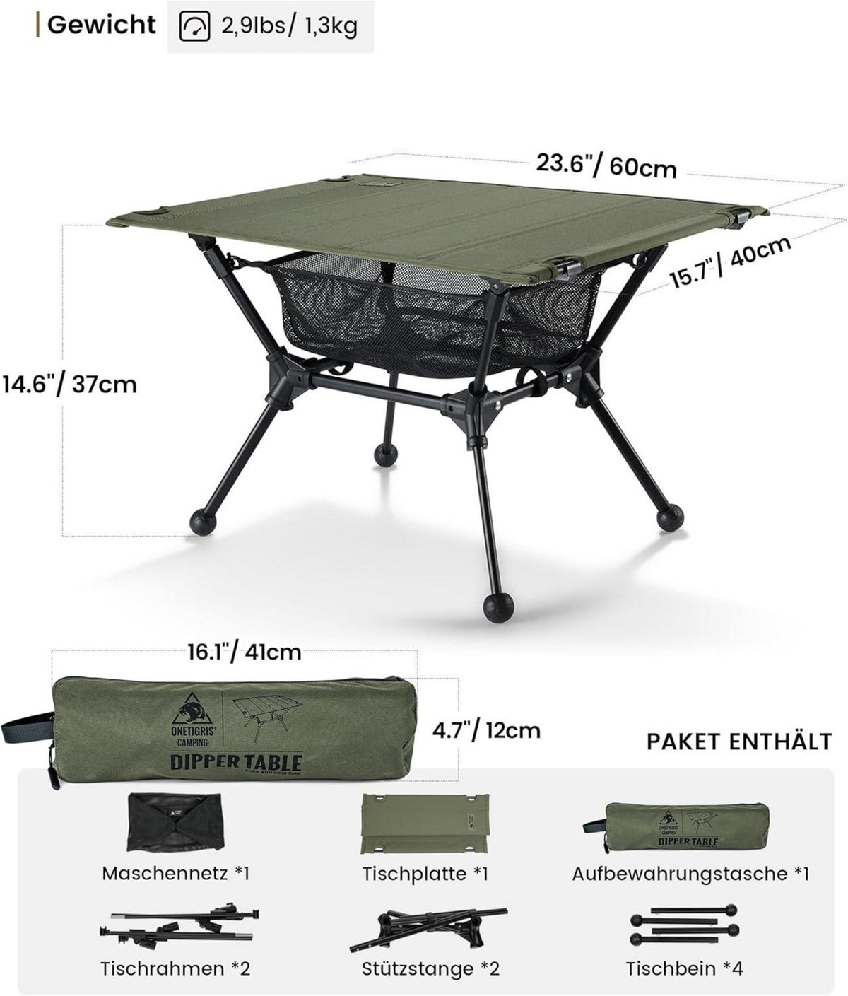 Faltbarer Campingtisch mit Tragetasche, Outdoor Ultraleicht