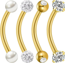 Bauchnabelpiercing Chirurgenstahl Gold Silver 4 Stück Perle CZ 14G