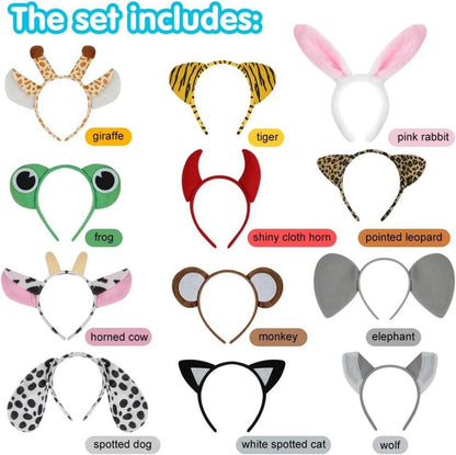 12er Set Tier Haarreifen Plüschtierstirnband Kinder Fasching