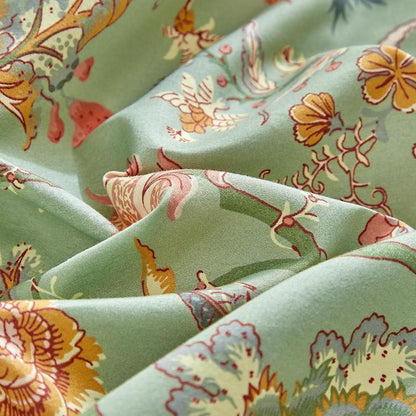 Bettwäsche-Set 200x220 cm, Vintage Blumenmuster Grün