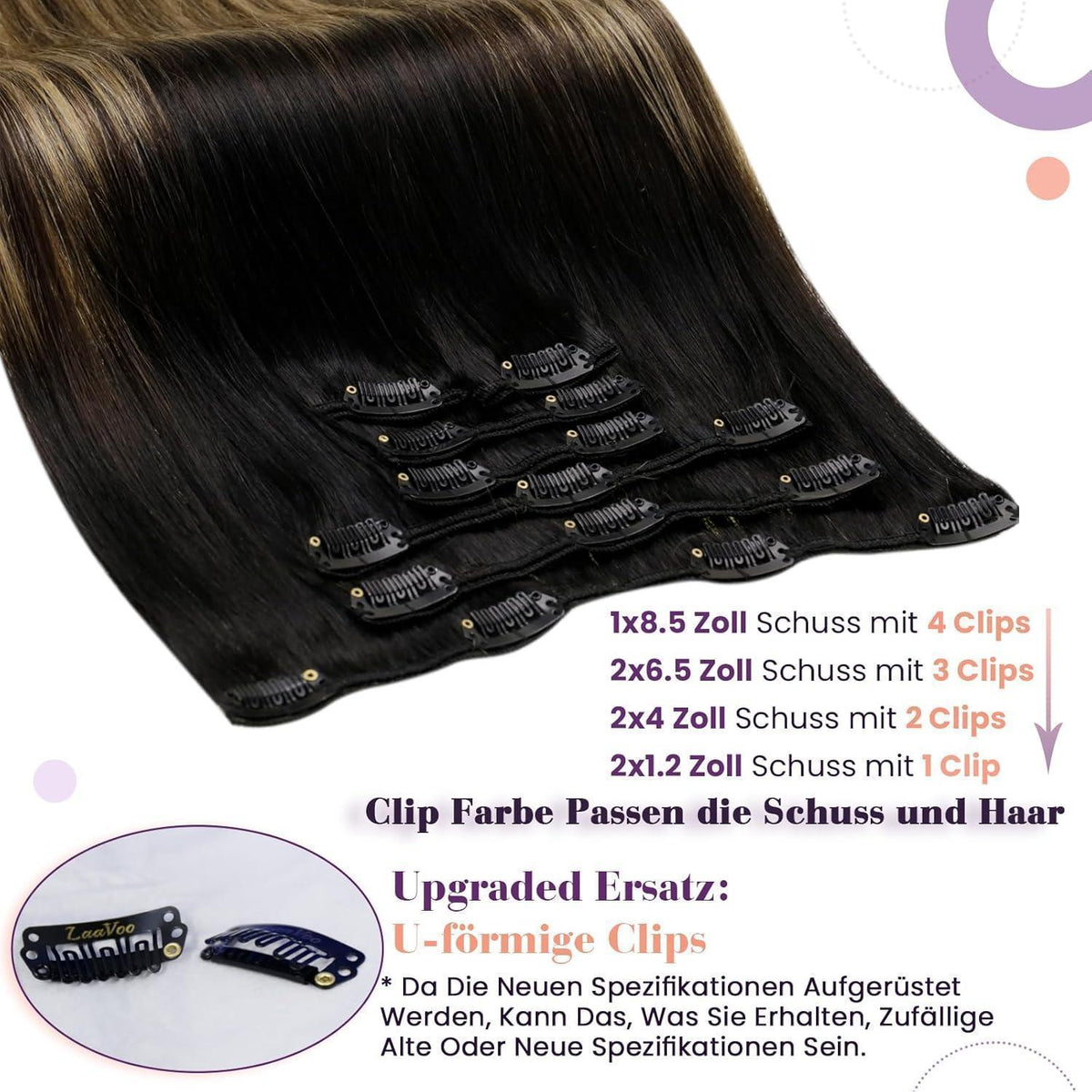 Echthaar Clip-In Extensions 50cm Balayage Braun