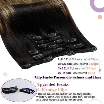 Echthaar Clip-In Extensions 50cm Balayage Braun