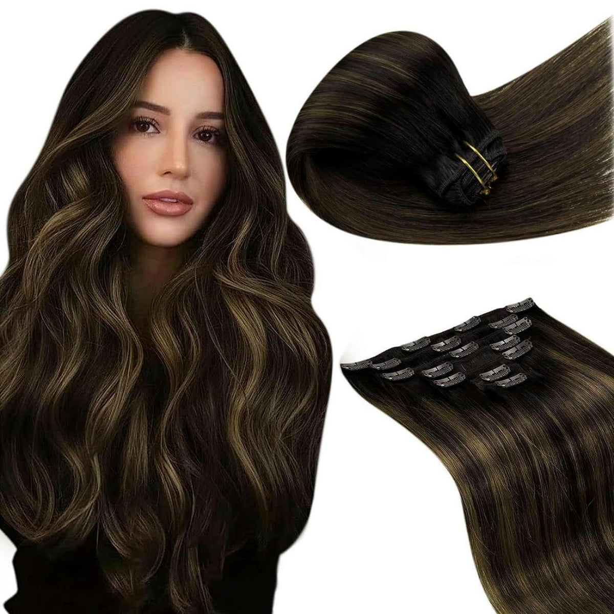 Clip-in Echthaar Extensions Braun 55cm – 7 Stück