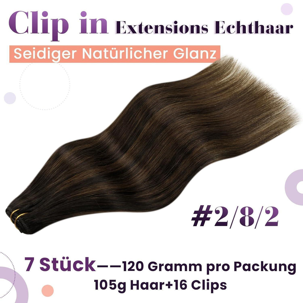 Clip-in Echthaar Extensions Braun 55cm – 7 Stück