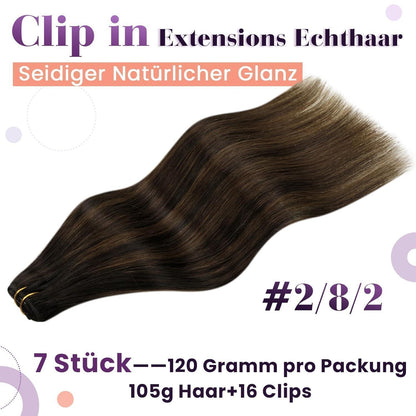 Clip-in Echthaar Extensions Braun 55cm – 7 Stück