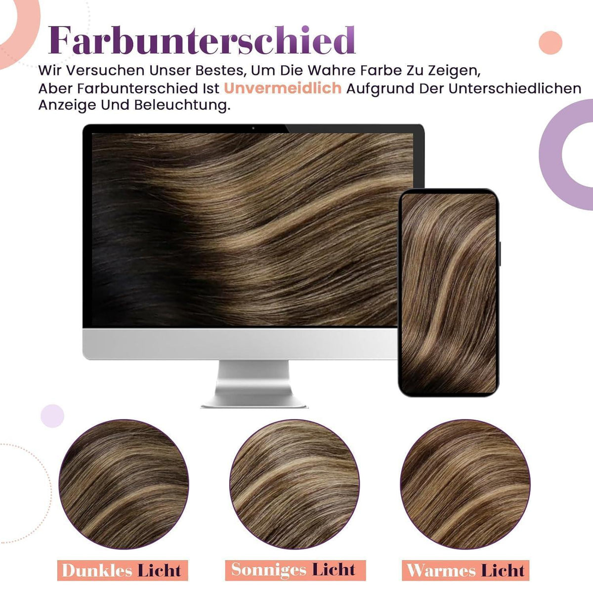 Echthaar Clip-in Extensions Braun Balayage 35cm