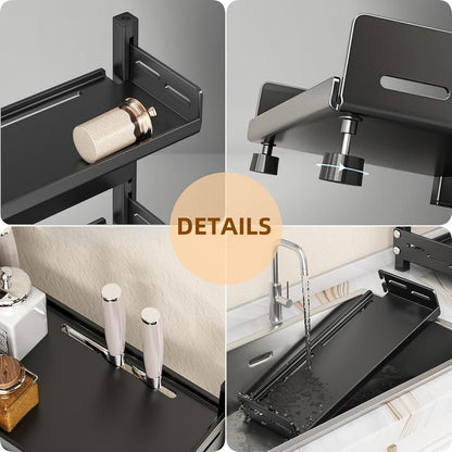 TRAYINDALY 2 Etagen Gewürzregal Metall Schwarz Organizer Rack